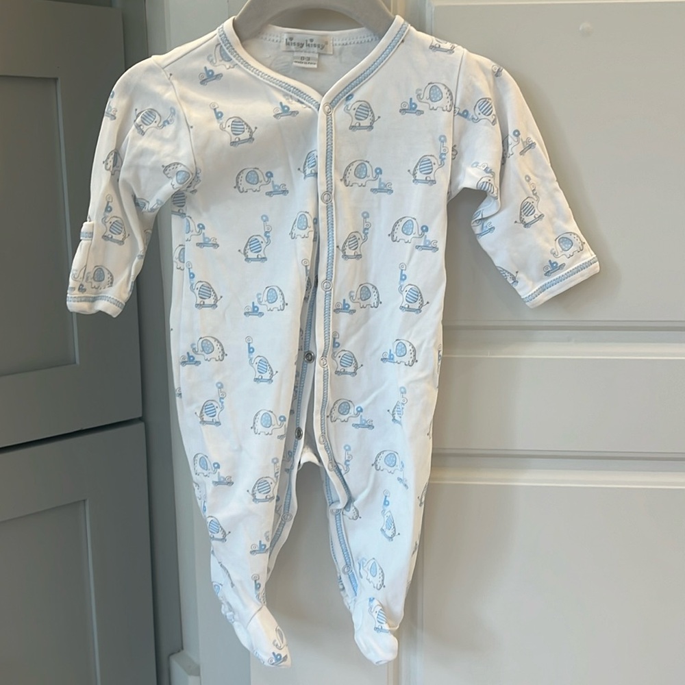 Kissy Kissy Blue Elephant Pajamas size 0-3 Months